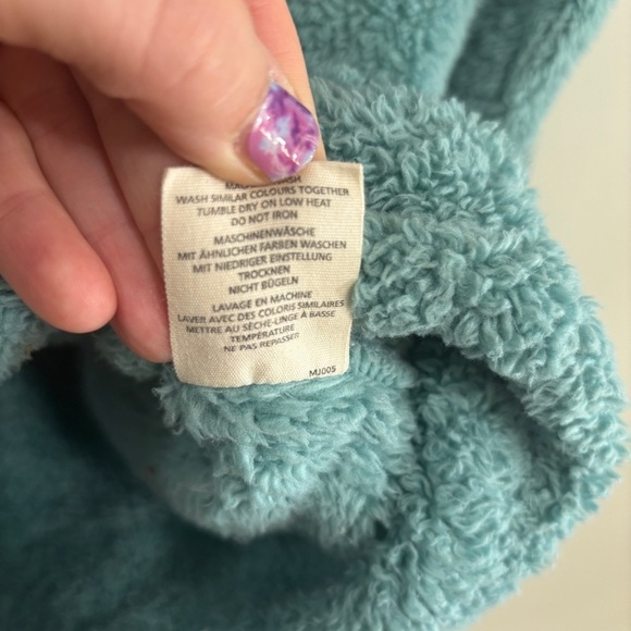 Mini Boden Girls Size 11-12 Fuzzy Sherpa Full Zip Up Jacket turquoise - Picture 6 of 7